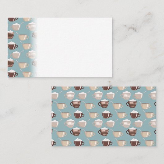 Carte De Placement café Cups Crème Caféine Lover Pastel Bleu Brown (Devant / Derrière)