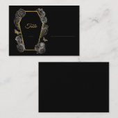 Carte De Placement Café Rose noir et or Mariage gothique plat (Devant / Derrière)