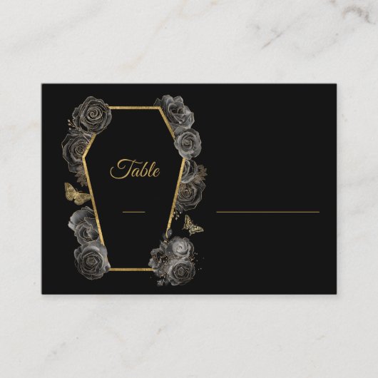 Carte De Placement Café Rose noir et or Mariage gothique plat (Devant)