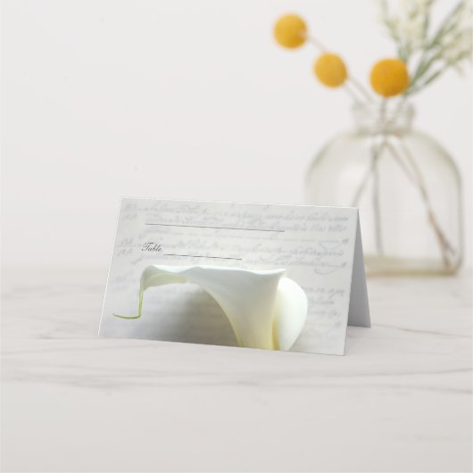 Carte De Placement Calla lily sur l'ancienne main script (Devant)