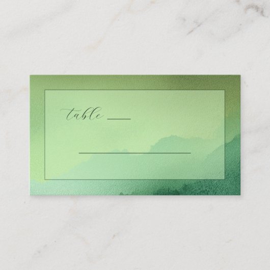 Carte De Placement Calligraphie aquarelle verte tranquille (Devant)
