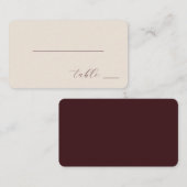 Carte De Placement Calligraphie beige minimaliste (Devant / Derrière)