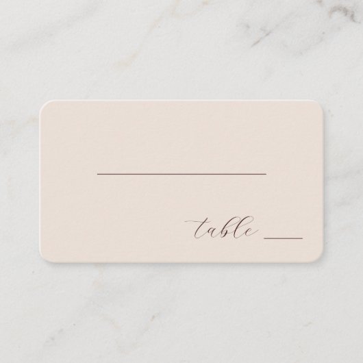 Carte De Placement Calligraphie beige minimaliste (Devant)