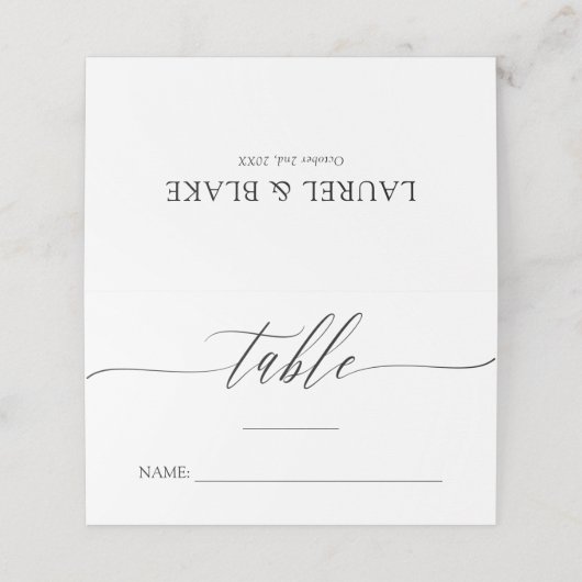 Carte De Placement Calligraphie délicate - Noms et date du Mariage (Extérieur déplié)