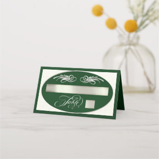 Carte De Placement Calligraphie Élégante - Émeraude/Argent
