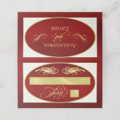 Carte De Placement Calligraphie élégante - Rouge/Or (Extérieur déplié)