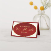 Carte De Placement Calligraphie élégante - Rouge/Or (Dos)
