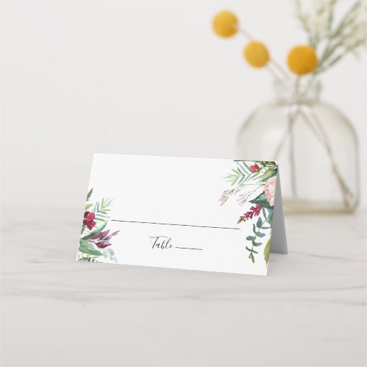 Carte De Placement Calligraphie Mariage floral tropical Carte Place (Devant)