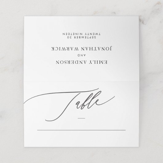 Carte De Placement Calligraphie noir et blanc Mariage moderne (Extérieur déplié)