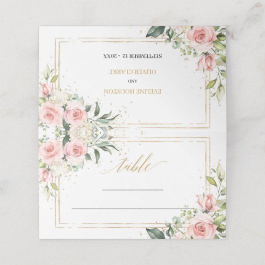 Carte De Placement Calligraphie rose rose rose rose rose rose eucalyp (Extérieur déplié)