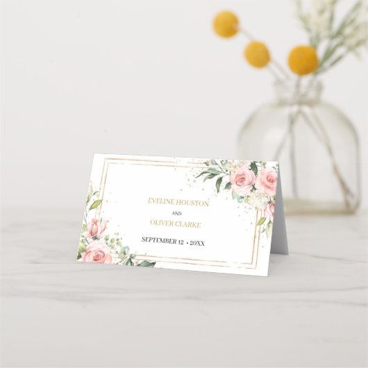 Carte De Placement Calligraphie rose rose rose rose rose rose eucalyp (Dos)