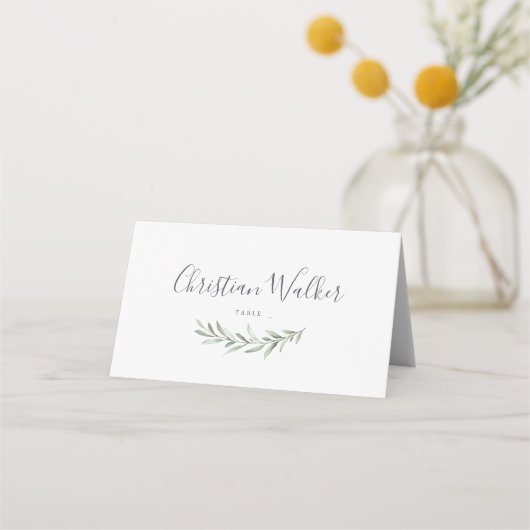 Carte De Placement Calligraphie simple mariage de verdure rustique (Devant)
