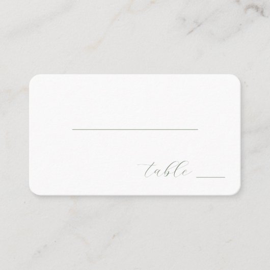 Carte De Placement Calligraphie verte minimaliste (Devant)