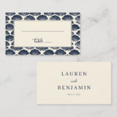 Carte De Placement Calm Navy Nautical Seashell Border (Devant / Derrière)