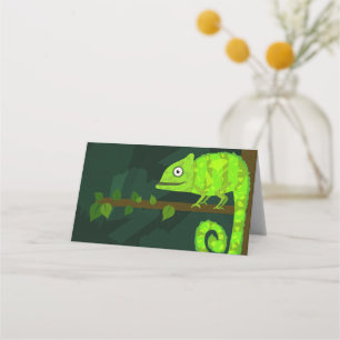 Carte De Placement Caméléon vert mignon