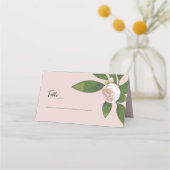 Carte De Placement Camellia et verdure Mariage simple et élégant (Devant)