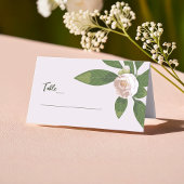 Carte De Placement Camellia et verdure Mariage simple et élégant