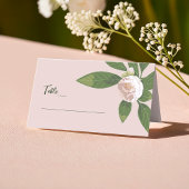 Carte De Placement Camellia et verdure Mariage simple et élégant