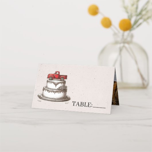 Carte De Placement Camionnette Rouge Vintage (Devant)