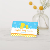 Carte De Placement Caoutchouc jaune et bleu Baby shower (Dos)