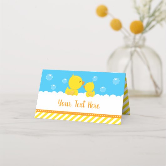 Carte De Placement Caoutchouc jaune et bleu Baby shower (Devant)