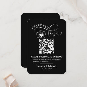 Carte De Placement Capturez L'Amour Qr Code Black Chic Mariage modern
