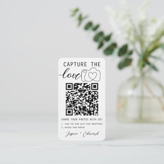 Carte De Placement Capturez L'Amour Qr Code Photo Mariage moderne (Debout devant)
