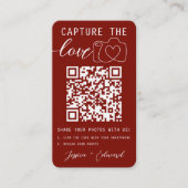Carte De Placement Capturez le code Love Qr Photo Mariage blanc rouge (Devant)