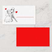 Carte De Placement Caricature de la mariée mignonne Mariage blanc rou (Devant / Derrière)