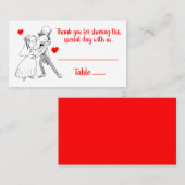 Carte De Placement Caricature de la mariée mignonne Mariage blanc rou (Devant / Derrière)