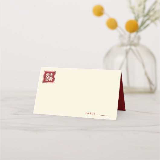 Carte De Placement Carré classique double bonheur Mariage chinois (Devant)