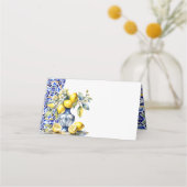 Carte De Placement Carreaux bleus italiens d'Amalfi citrons nom et ta (Dos)