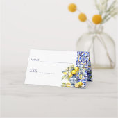 Carte De Placement Carreaux bleus italiens d'Amalfi citrons nom et ta (Devant)
