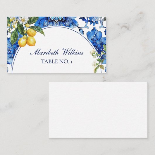 Carte De Placement Carreaux Bleus Méditerranéens Citron (Devant / Derrière)