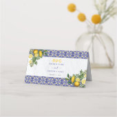 Carte De Placement Carrelage bleu blanc jaune méditerranéen Mariage c (Dos)