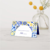 Carte De Placement Carrelage portugais bleu jaune Mariage d'arche bla (Devant)