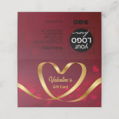 Carte De Placement Carte cadeau Red Valentine's Day Gold Heart Ribbon (Extérieur déplié)