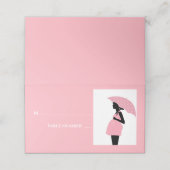 Carte De Placement Carte de Baby shower Pois Parapluie rose (Extérieur déplié)