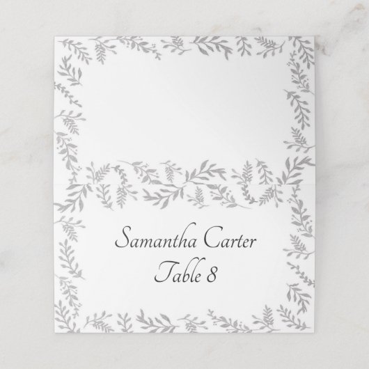 Carte De Placement Carte de Feuille de réception chic Argent (Extérieur déplié)