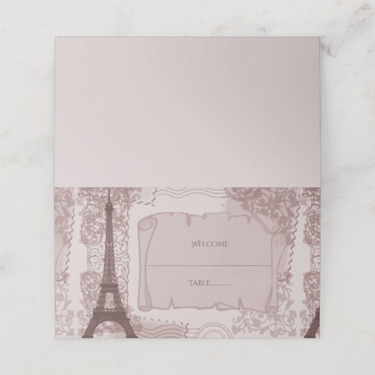 Carte De Placement Carte de la réception rose parisienne (Extérieur déplié)