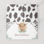 Carte De Placement Carte de la tente de nourriture Highland Cow (Extérieur déplié)