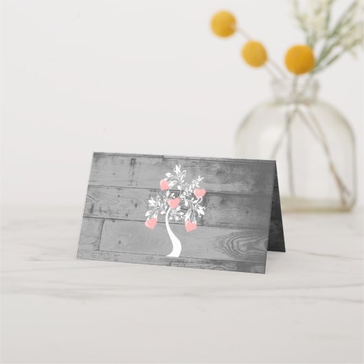 Carte De Placement Carte de lieu de réception Arbre rose des Coeurs (Dos)