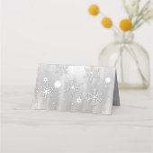 Carte De Placement Carte de lieu pliée pour mariage d'hiver en argent (Dos)