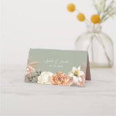 Carte De Placement Carte de Mariage à fleurs Sage Green Peach (Dos)