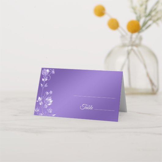 Carte De Placement Carte de Mariage à fleurs violettes élégant (Devant)