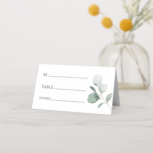 Carte De Placement Carte de Mariage blanc moderne verte (Devant)