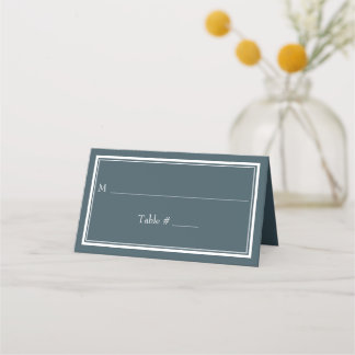 Carte De Placement Carte de Mariage bleu minimaliste à la frontière m