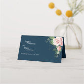 Carte De Placement Carte de Mariage Blush Floral Navy (Dos)