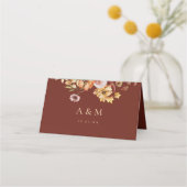 Carte De Placement Carte de Mariage de automne pliée Rustique Bourgog (Dos)