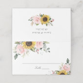 Carte De Placement Carte de Mariage de fleurs blanches rose (Extérieur déplié)